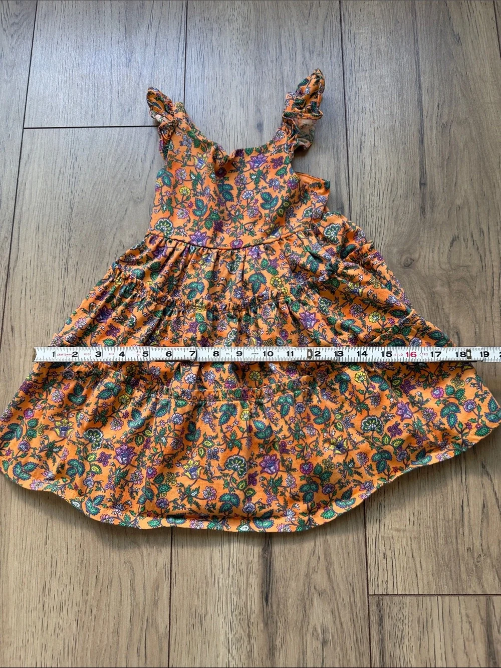 Ralph Lauren Girls 18M Orange Floral Tiered Sundress with Matching Bloomers